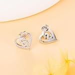 LAXPICOL 26 Initial Earrings for Women Letter A-Z 925 Sterling Silver Stud Earrings Cubic Zirconian Heart Stud Earrings Birthday Valentines Day Gifts for Women 0.5" Silver Tone - Image 3