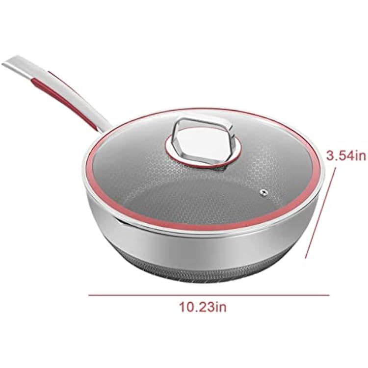 Cooking Pot, Frying Pan,Non-Stick Pan Double-Sided Honeycomb Stainless Steel Wok W Ithout Oil Smoke Frying Pan Wok Without Phosphorus