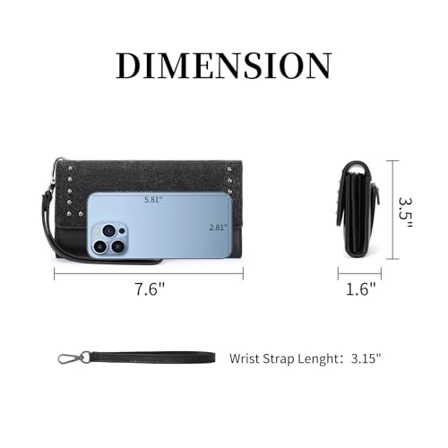 Image of FALAN MULE Wallets for Women Trifold Wristlet Wallets Large Capacity RFID Blocking Ladies Purse Credit Card Holder