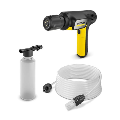 Kärcher Limpiadora Manual portátil OC Handheld Compact, Amarillo, Batería Iones de Litio, presión 15 Bar, 0.8 kg, Manguera 5 m, detergente, Multi Jet 4 en 1, Cargador Cable USB