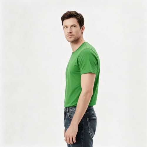 Image of ORJ 2 Pack Men t Shirts Crew Neck Short Sleeve Men's Undershirt Plain Polyester tee Bulk Stretch Soft Tees
