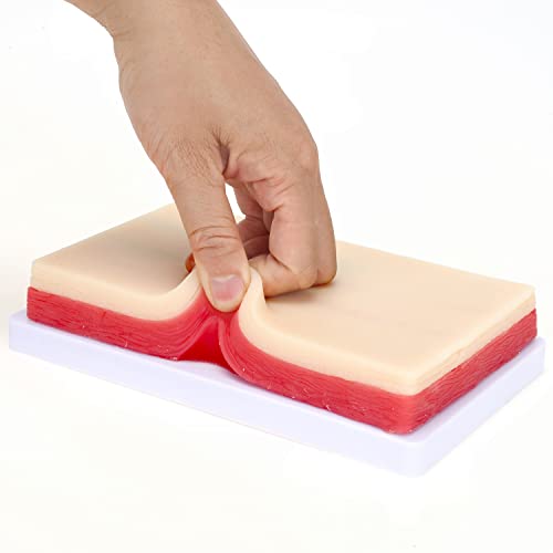 Image of RONTEN 1 Count Silicone Human Skin Model Injection Training Pad, Injection Practice Kit with 2 Veins Imbedded Nurse Student Practice Mat - Ideal for IV Phlebotomy and Blood Draw Training