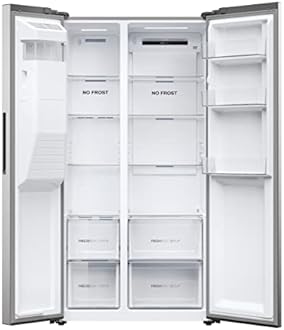 Haier SBS 90 Series 5 Freestanding American Fridge Freezer with Water & Ice Dispenser, Side by Side, Total No Frost, D Class, 511L Total Capacity, Quiet, Platinum Inox, 91x66x177.5 cm - HSR5918DIMP