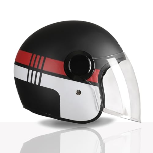 Image of TVS Silk Route Helmet for Men & Women | Vintage Open Face Helmet with Clear Visor | ISI & DOT Certified | ABS Shell | EPS Liner | Retro Stylish for City & Highway Riding