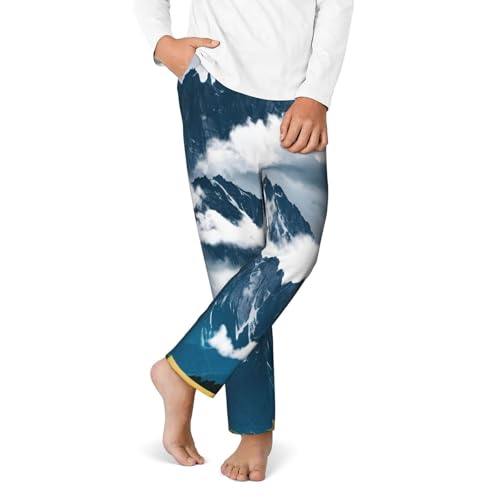 Landscape with Mountains and Clouds Print Casual Wear Home Relaxation Soft Pajama Pants Women Men Trousers Themed Parties4