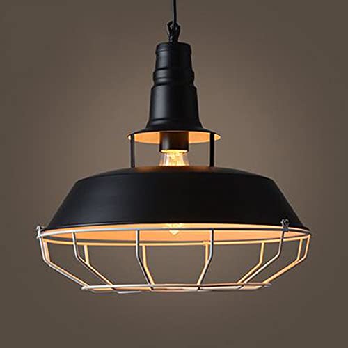 Lustre industriel noir en fer forgé rétro pour éclairage de balcon et salle