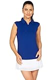 IBKUL Athleisure Wear Sun Protective UPF 50+ Icefil Cooling Tech Solid Sleeveless Polo - 84000 Navy