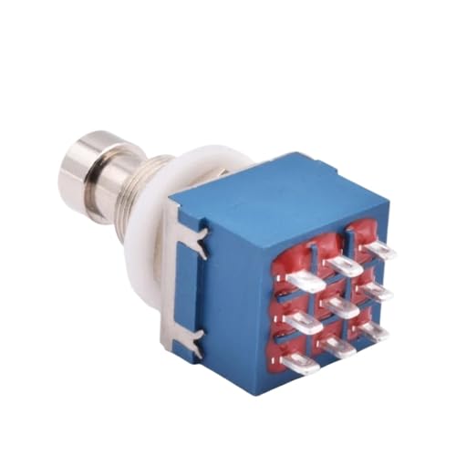 Interruptor de pie 3PDT de 9 pines para pedal de efectos guitarra con terminal de soldadura enclavamiento 5 uds 4