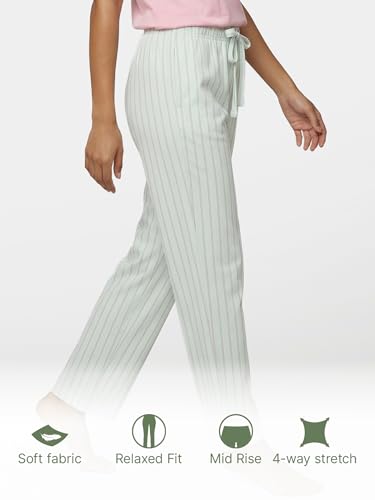 Image of Enamor Mid Rise Full Length Adjustable Drawstring Hangout Pant for Women - Relaxed Fit, Combed Cotton - E4A5