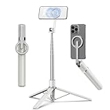 TONEOF 173cm マグネット 自撮り棒 Magnetic スマホ 三脚 マグネット スタンド 卓上三脚 じどり棒 磁気 セルカ棒 三脚 充電式リモコン メタルリング付き 軽量 Android/iPhoneに対応（ベージュ）