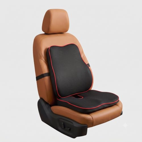 Image of Car Seat Cushions Combo Memory Foam Seat Cushion and Lumbar Back Support Pillow Set for Office Chair, Car | Support for Tailbone, Sciatica & Back Pain Relief, Office, Car & Home Use