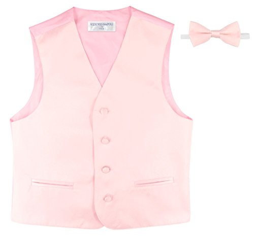 BOY'S Dress Vest & BOW Tie Solid PINK Color BowTie Set