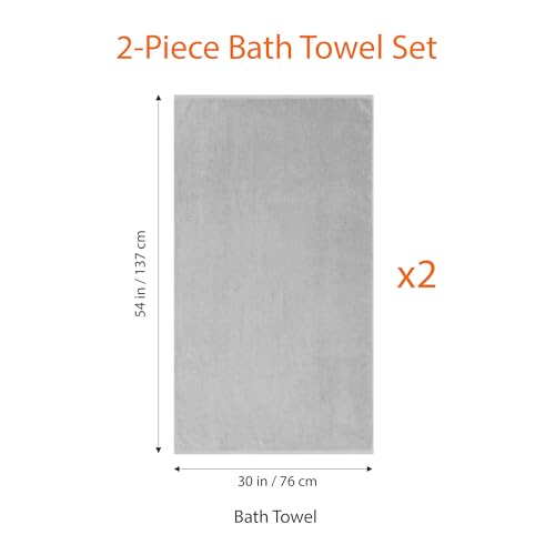 AmazonBasics Quick-Dry Bath Towels - 100% Cotton, Pack of 2, Platinum