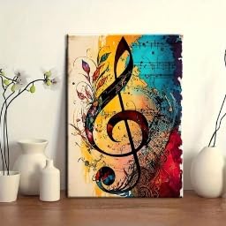 Tableau musical coloré pour raviver un mur vide décoration abstraite clé de sol