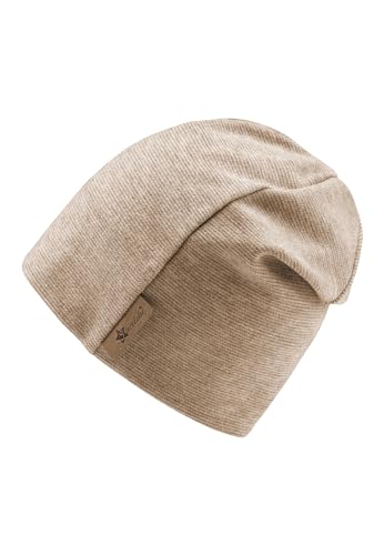 Sterntaler Beanie aus Mischgewebe in Melange Optik - Zeitlose Unisex Mütze mit feinen Streifen - warm, weich und bequem - rost, Größe 51