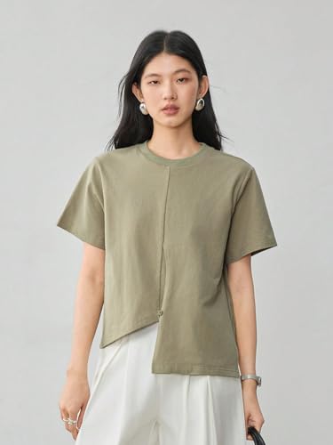 Image of Zilcon Woman Half Sleeve Round Neck Womens Tops Beach Vacation Fashion Clothes Casual Summer Spring Winter Fall Outfits Tops