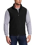 Outdoor Ventures Men's Full-Zip Polar Fleece Gilets Lightweight Outerwear Vest Warm Body Warmer Sleeveless Jacket for Hiking, Golf, Running (Black, M)