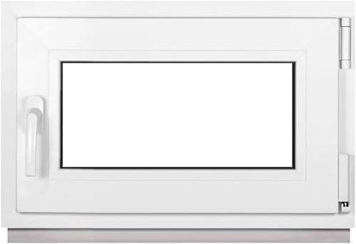 Framex Ventana Para Sótano, de PVC blanco, 65 x 40 cm (650 x 400 mm) de ancho x alto, doble acristalamiento (32 mm), oscilobatiente, DIN Derecha   Premium   Todos los tamaños