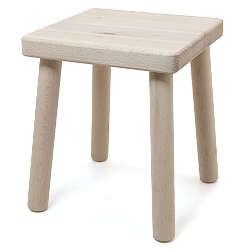 Holzfee Kinderhocker Kinderstuhl Hocker Holz Massive Qualität 25 x 25 x 30 cm Buche naturbelassen