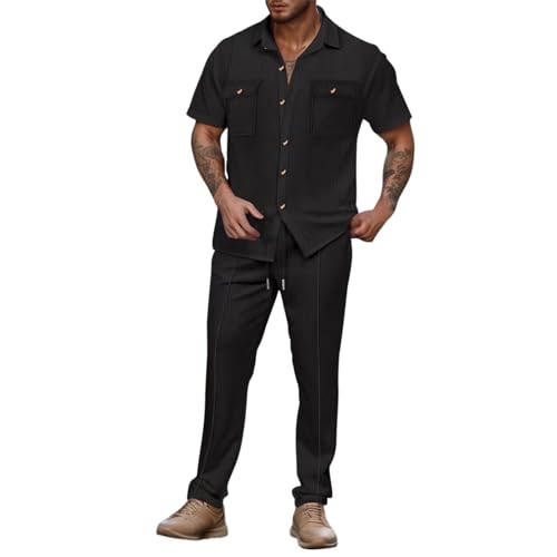 Ensemble chemise manches courtes homme pour terrasses d'été et vacances décontractées