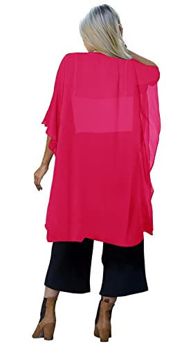 Image of Indian Trendy Women's Solid Puff Sleeve Kimono Long Cardigan Loose Cover Up Casual Blouse Top Chiffon