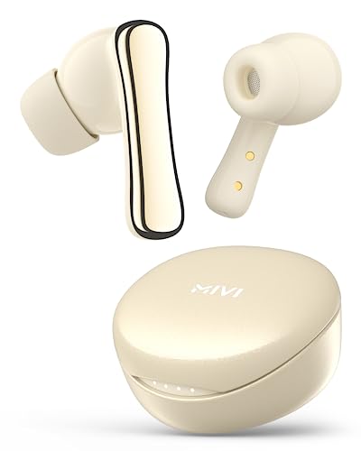 Mivi DuoPods A850 [Just Launched] TWS with HDCalls Technology, 13mm Rich Bass Drivers,50Hrs Playtime,Low Latency,Type C Fast Charging,Clear Audio Quality with AI-ENC,Made in India Earbuds-Ivory
