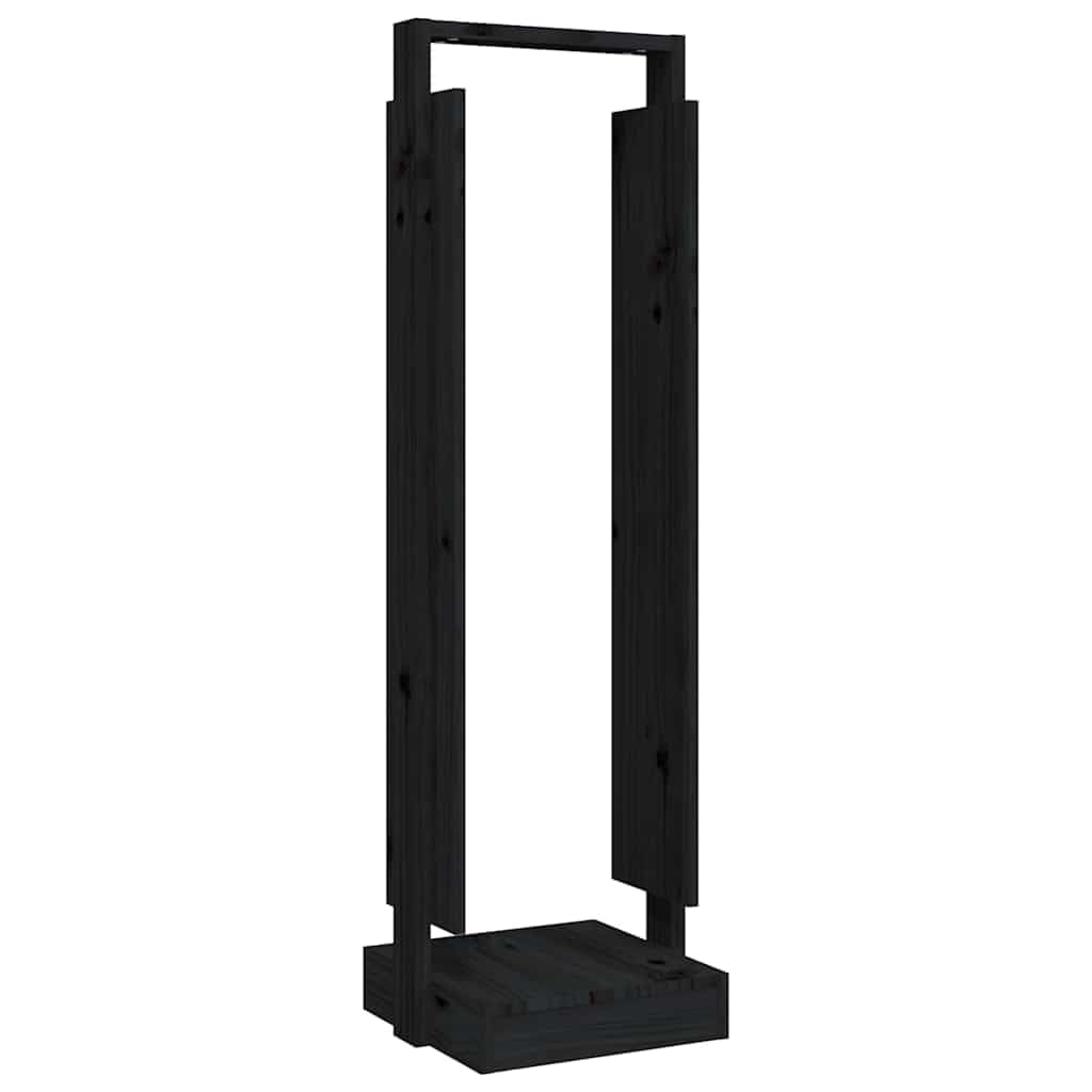 Home strumenti-Portalegna Nero 33.5x30x110 cm Legno Massello Pino