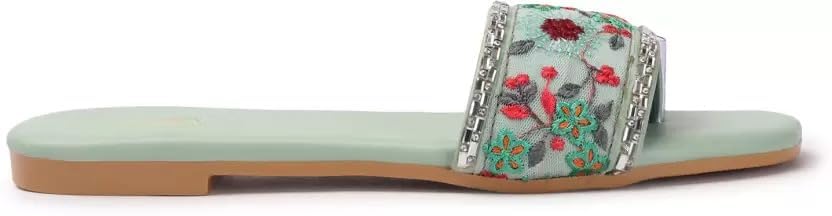 Image of PRIYANSH Enterprises Premium Women Ethnic Embroidered Flats Footwear for Women | Stylish Slippers For Party and Formal Wear | Flat Embroidered Sandal