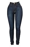 Andongnywell Womens Mid Waist Stretchy Denim Skinnys High Rise Skinny Jeans Butt Lifting Stretch Denim Pants Slim Trouser (Navy Blue,Large)