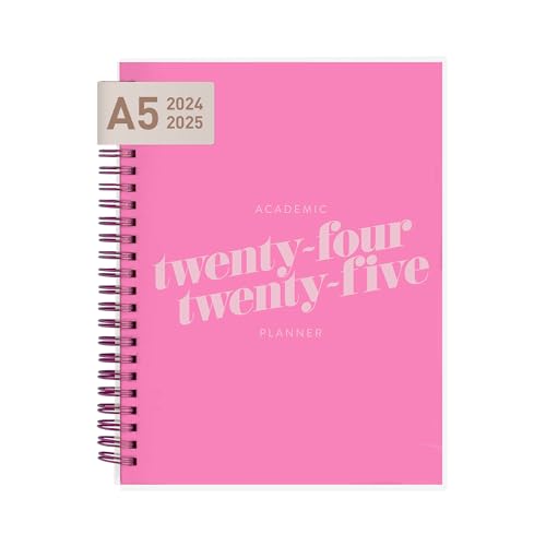 Riley's Planner 2024-2025 Academic Year, 18-Month Diagonal Weekly Planner - Dynamic Weekly & Monthly Agenda Planner, Durable Cover, Notes Pages, Twin-Wire Binding (8 x 6 inch, Pink)
