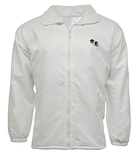 FAIRY TRENDZ Adults Long Sleeve Bowls Bowling Mesh Lined Waterproof Jacket With Detachable Hood Raincoat Plus Size (White 2X-Large)