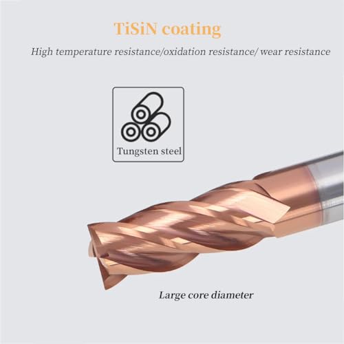 Image of 2 PCS Square Nose End Mill 4 Flute TISIN Coated Milling Cutter | 3 /4''shank carbide flat end mill bits suitable for CNC machining iron material up to HRC55 hardness with anti wear coating