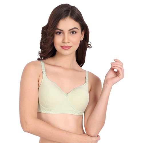 Image of Padded Everyday Bra for Women - Made of Pure Cotton Full Coverage Non Wired Seamless Pushup Soft Cup for T-Shirt Saree Dress Sports Garment for Daily Use Everyday