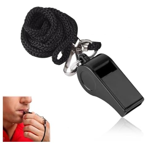 WANYANG Black Whistle with Lanyard Plastic Whistles for Adults Referee Match Whistle for Coaches,Crisp Loud Sports Whistle for Coaches and Officials#1pcs Cover