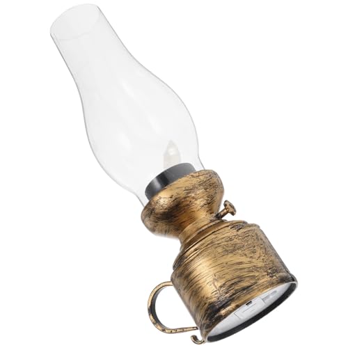 HOOWIFFY Lámpara de Queroseno Electrónica Vintage de Cobre para Decoración de Mesa en Año, Alternativa Segura y Elegante para Uso Interior