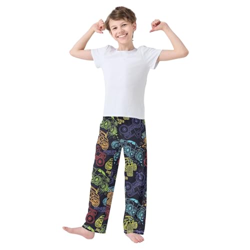 Boys' Pants Monster Truck Car Black Pattern Long Bottoms Jogger Pants Elastic Waist Trousers with Pockets S-XL2