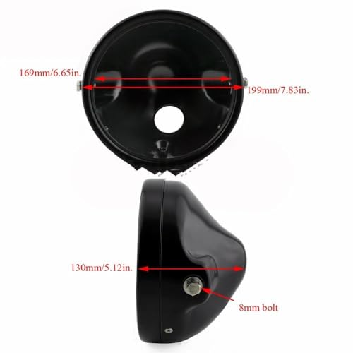 Seau pour moto de 7 pouces avec couvercle de boîtier de phare noir