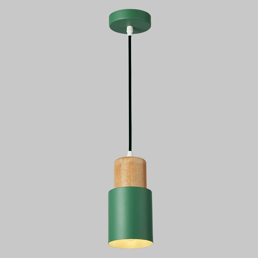 Groeien Cylindrical Color Metal Chandelier Elegance Small Wood Pendant Hanging Light for Kitchen Island, Indoor Metal Hanging Light, Living Room Bedroom Bedside Table (Green) (B0CR8FPCBB) Amazon Price History, Amazon Price Tracker