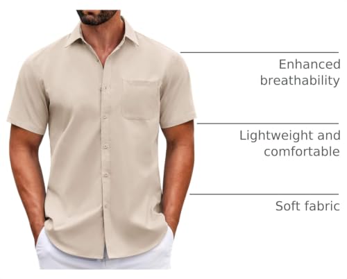 Image of COOFANDY Mens Short Sleeve Casual Button Down Shirts Summer Untucked Dress Shirts with Pocket