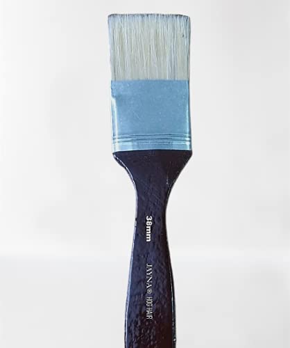Jayna Natural HOG Hair (White Bristle) Wash Brush 38mm Suitable for Acrylic, Art, Painting and Cleaning Purposes.