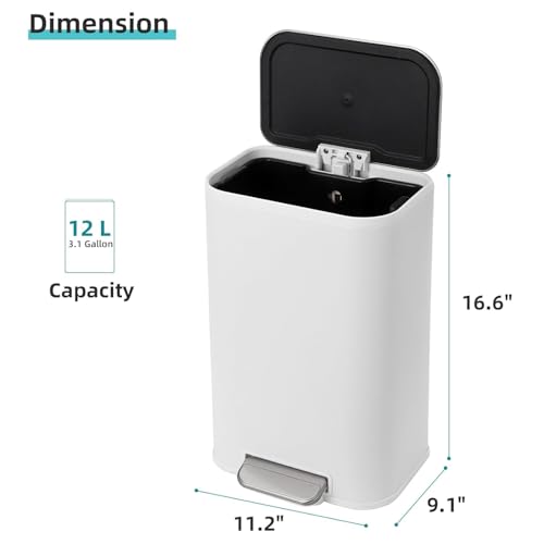 Bote de basura rectangular blanco TrailBlaze 12L miniatura 2