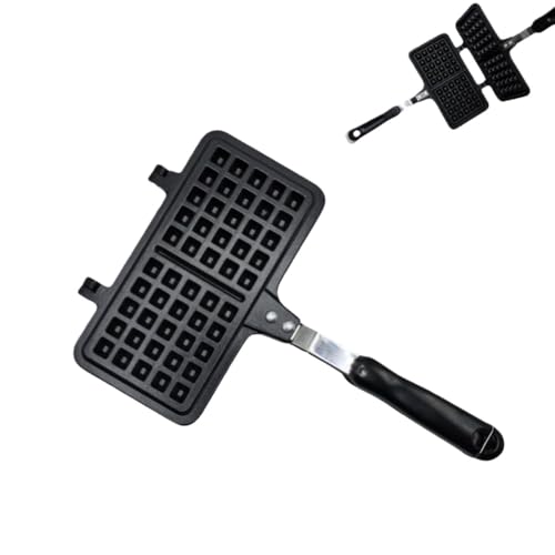 ホットサンドイッチ&ワッフルメーカー、プロ仕様の鋳鉄製ベーキングパン、トースター、ケーキメーカー (大型ダブルヘッドワッフル(ブラシ付き))