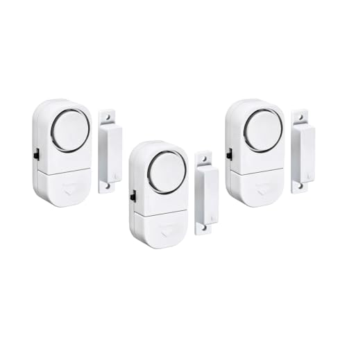 Kit 3 Alarme Sonoro P/ Portas e Janelas, Sem Fio + Bateria Branco