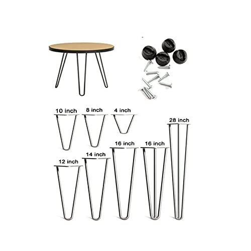 Patas para muebles, 4 unidades, patas de horquilla de pelo, patas de mesa de metal, mesa y armario intercambiables, para cómoda mesa de comedor, escritorio (25,4 cm, 2 peldaños, color negro)