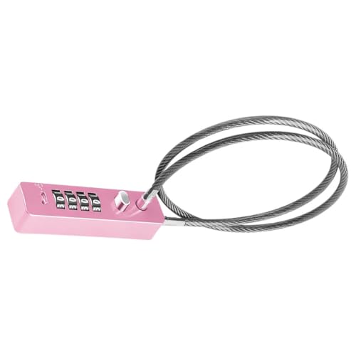 Homoyoyo Candado de Combinación de 4 Dígitos para Bicicleta Eléctrica, Cable de Acero de 60 Cm, Color Rosa, Cerradura Antirrobo Multifuncional para Casco, Cesta y Taquilla, Accesorios