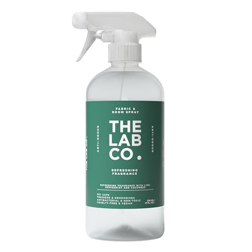 The Lab Co. Fabric & Room Spray | Eliminates Bad Odours | Neutralises Nasty Smells | Anti-Bacterial | Refreshing Fragrance with Lime Peppermint Cucumber Essential Oils | 500ml