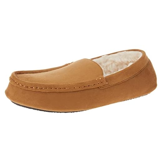 Amazon Essentials Men's Moccasin Slipper, Chestnut Brown, 11