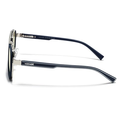 Image of Voyage Square UV Protected Sunglasses for Men & Women (Grey & Clear Lens | Grey & Black Frame - MG7581)