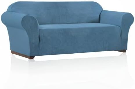Miniatura 8 de PrinceDeco Funda elástica para sofá de 3 cojines, protector de muebles con parte inferior elástica antideslizante, apta para perros (sofá, azul