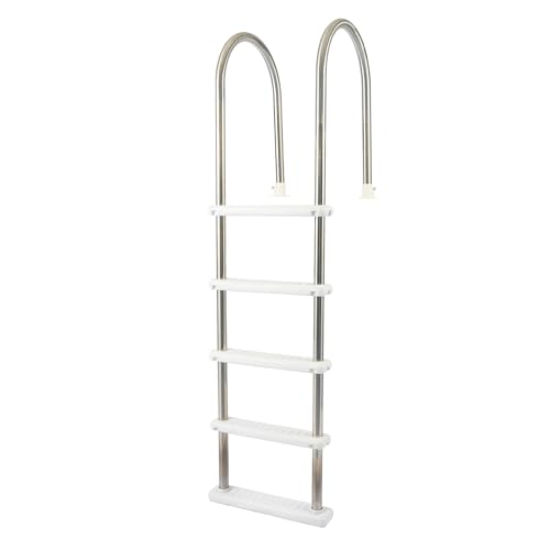Blue Wave Stainless Steel Above-Ground In-Pool Ladder - Deck-Mounted Design, 225-lb Capacity - Four...